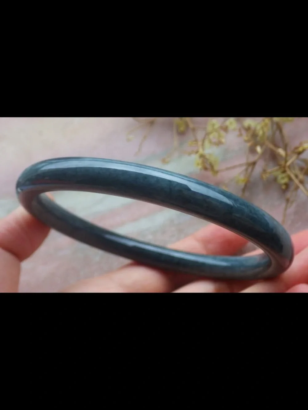 Elegant Jadeite jade dark green certificate luck bangle bracelet 70mm 8.5inches